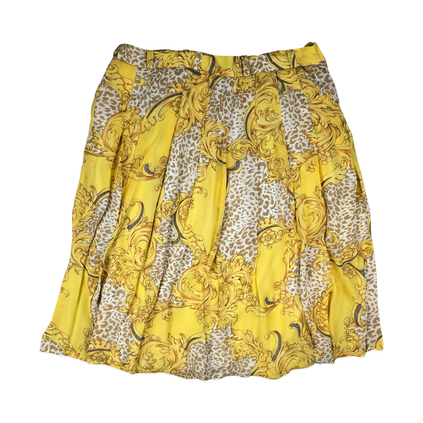 Vintage Yellow Paisley Pleated Skirt 14
