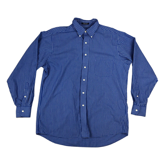 Vintage Chaps Ralph Lauren Blue and White Plaid Shirt XL