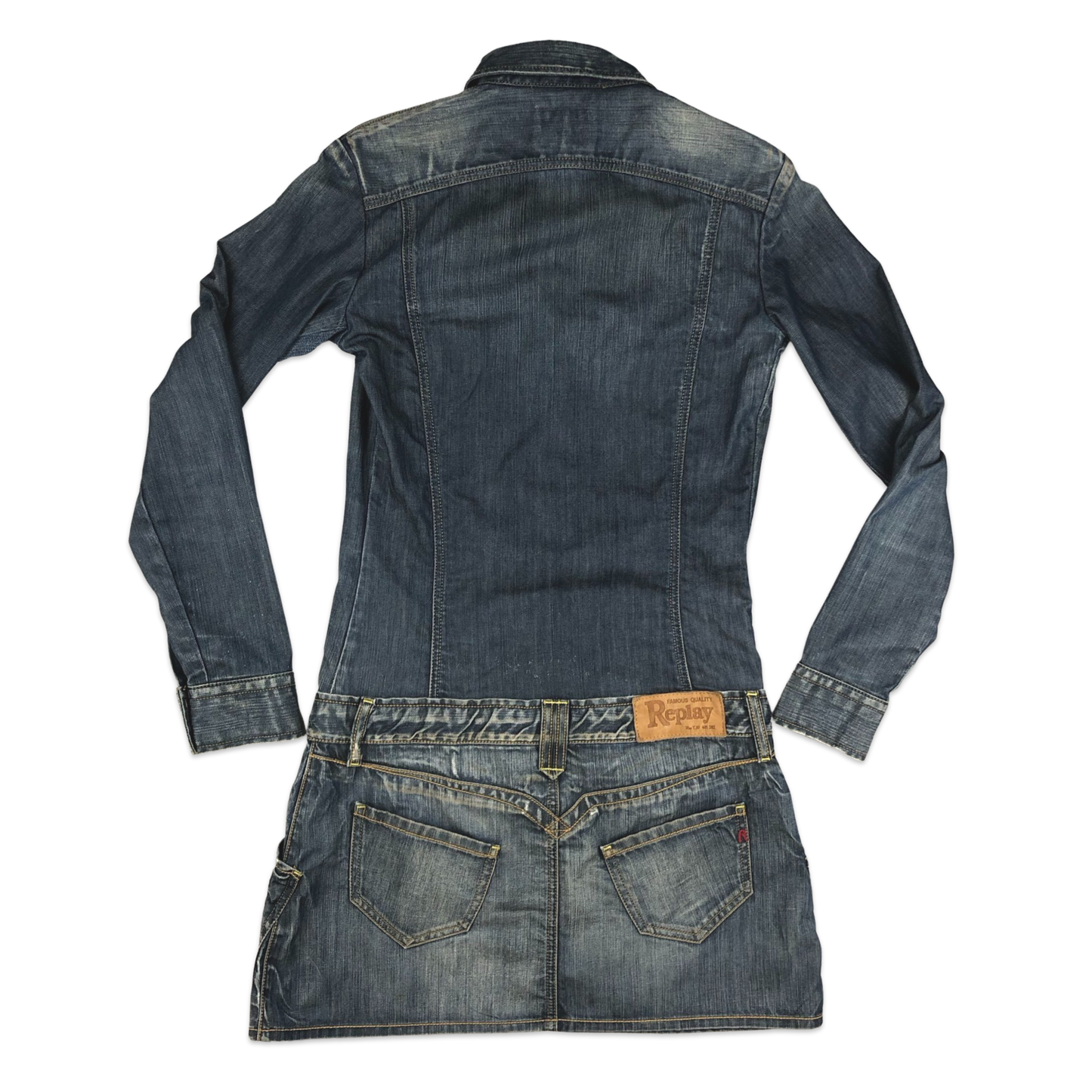 Vintage 90s Y2K Long Sleeved Blue Denim Minidress 10
