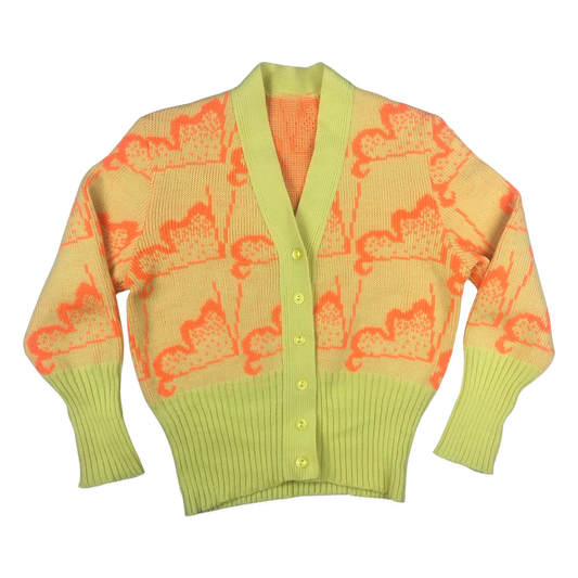 Vintage Yellow and Orange Abstract Pattern Cardigan 12