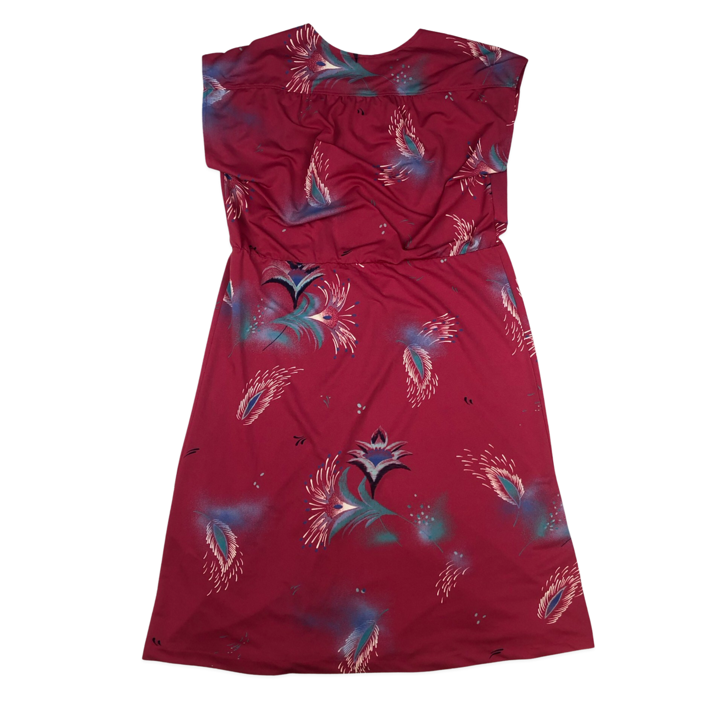 Vintage Sleeveless Burgundy Floral Print Dress 14