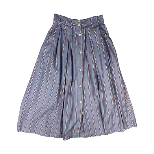 Vintage 90s Blue Striped Pleated Skirt 8