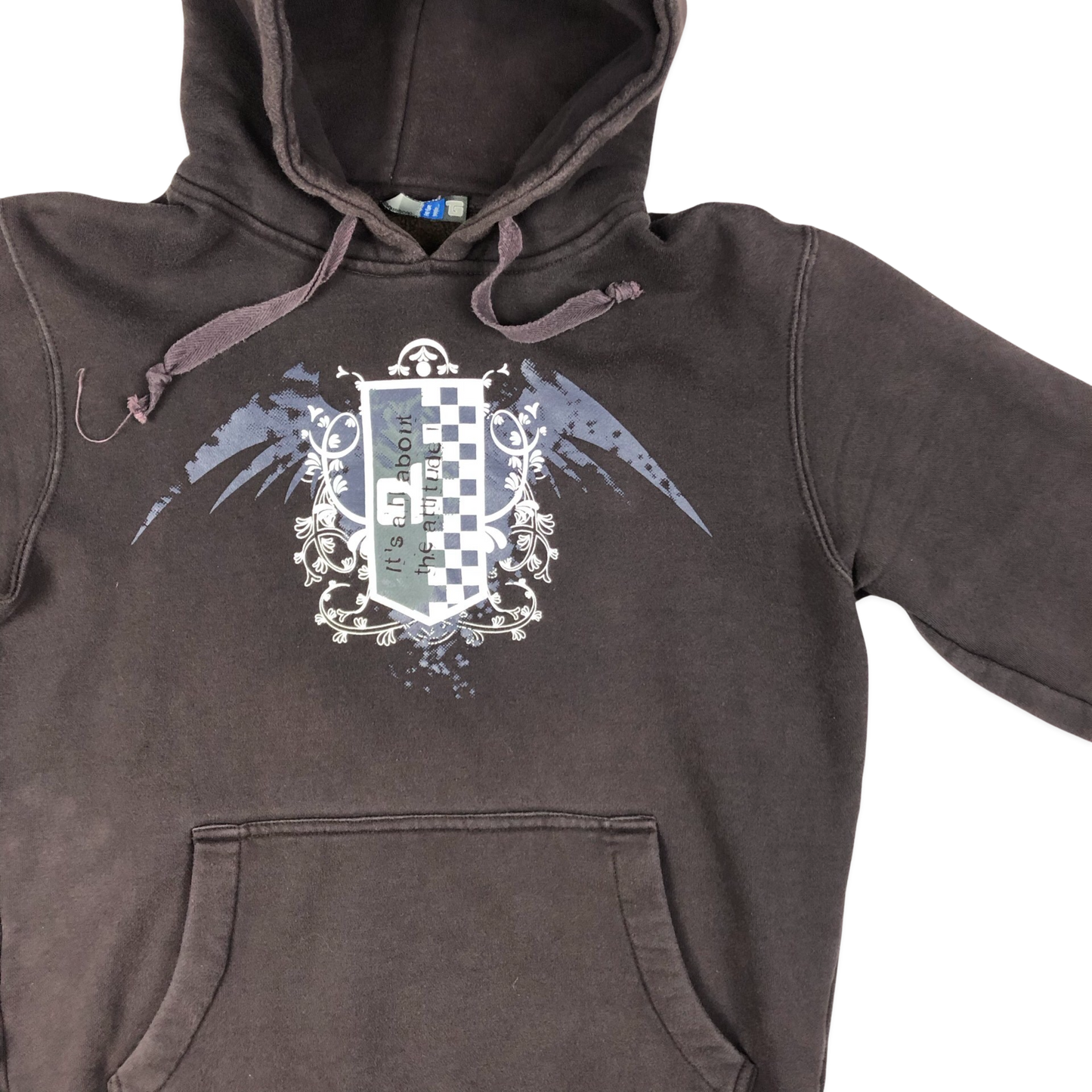Vintage Brown Graphic Print Hoodie M