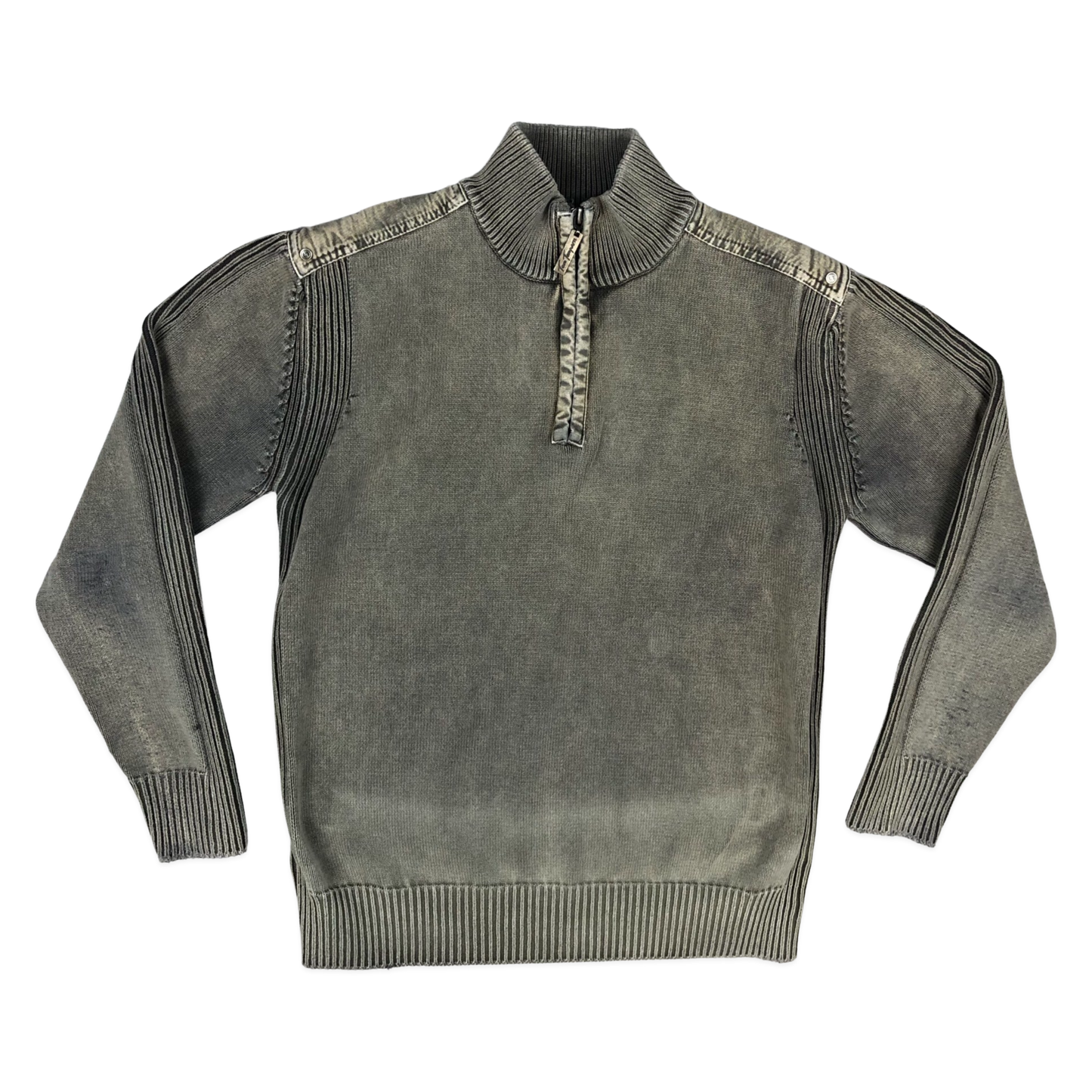 Vintage Y2K 1/4-zip Ribbed Knit Jumper M