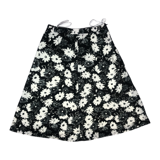 Vintage 60s 70s Black Floral Skirt 12