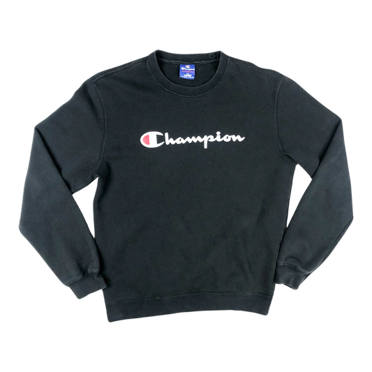Vintage Champion Black Spell Out Sweatshirt L
