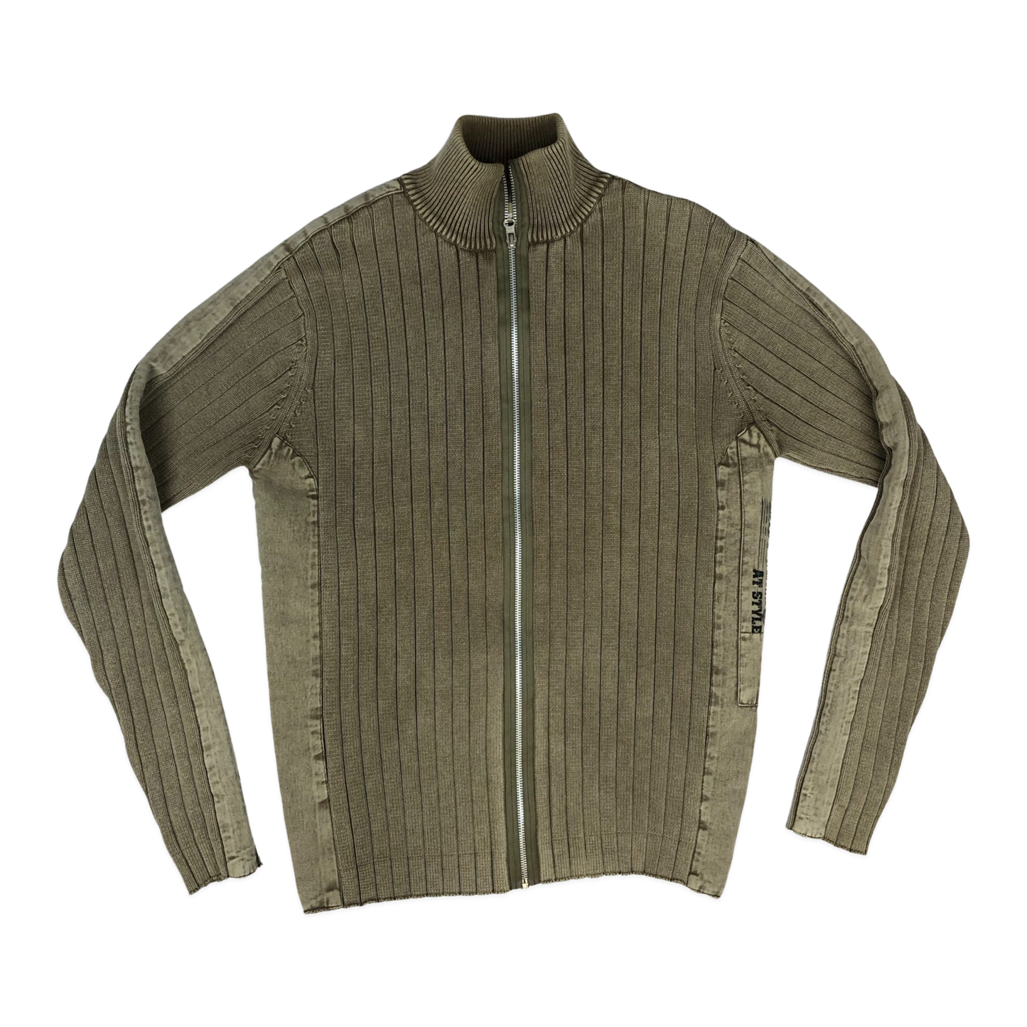 Vintage Y2K Zip-up Ribbed Knit Jumper XL