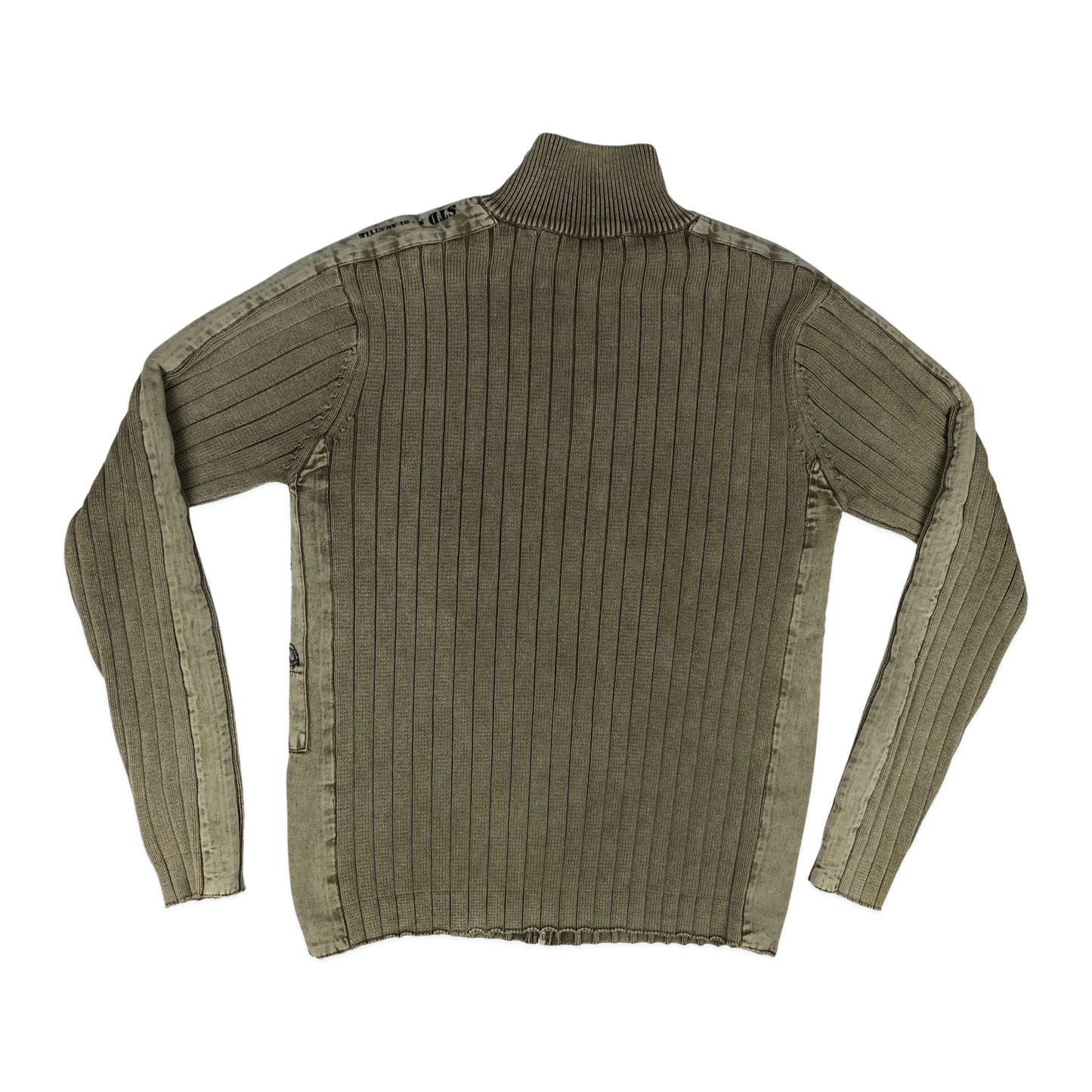 Vintage Y2K Zip-up Ribbed Knit Jumper XL
