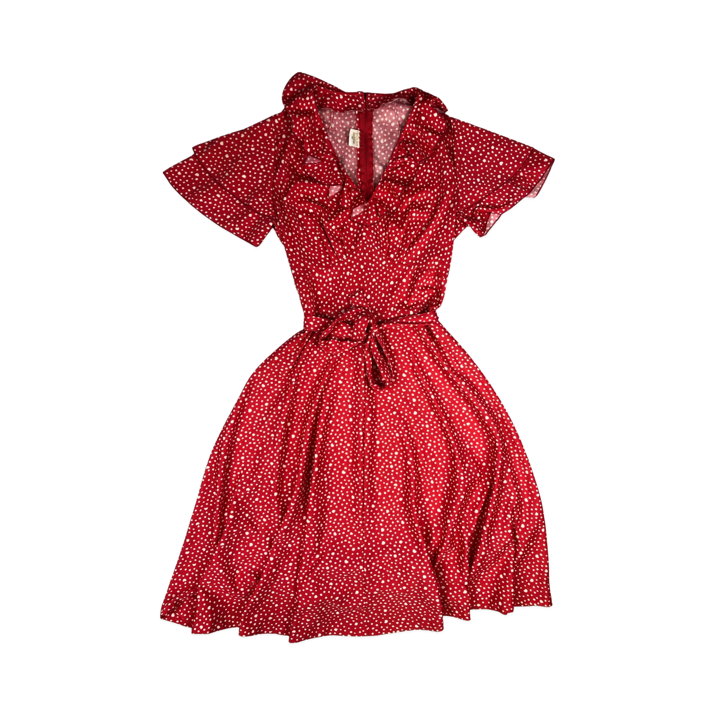 Vintage Red and White Polka Dot A-line Dress 12