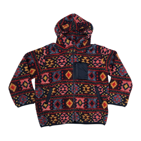 Vintage Abstract Pattern Hooded Fleece XL
