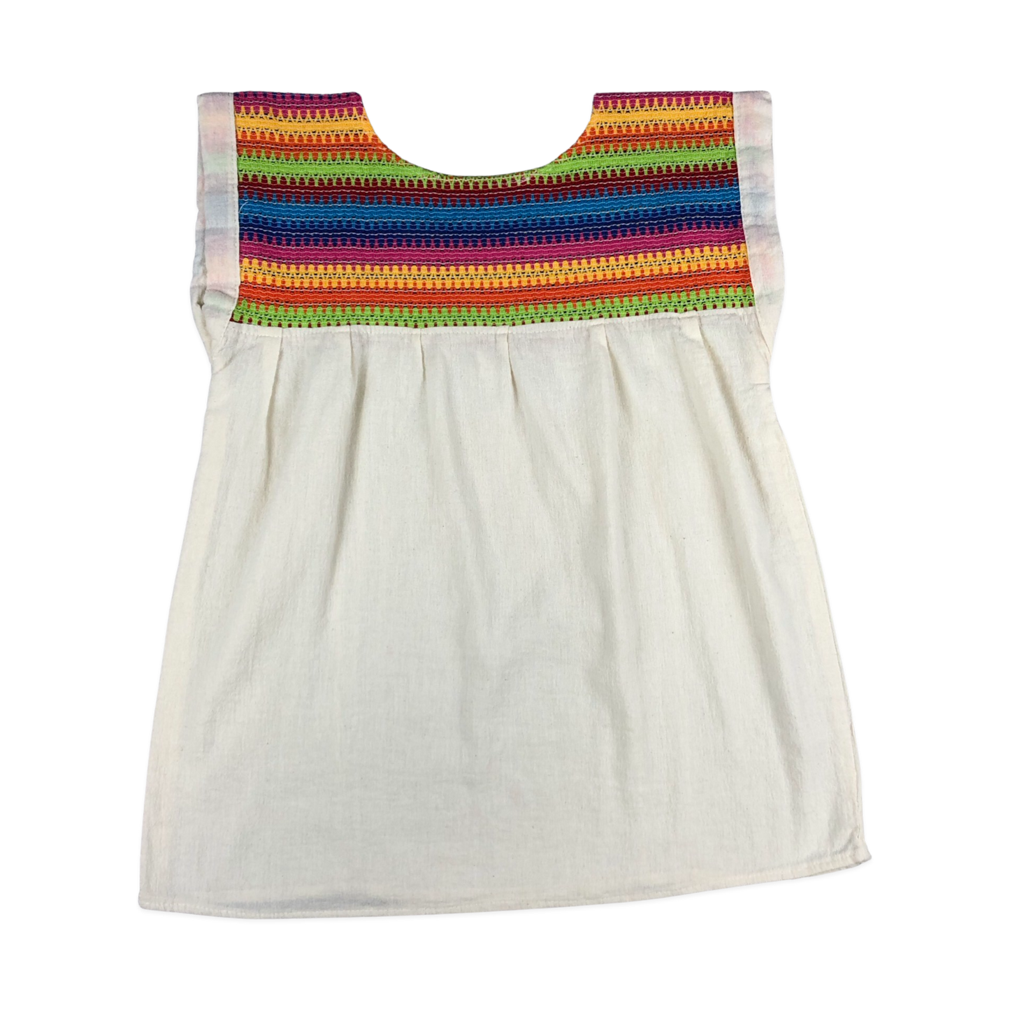 Vintage 70s Rainbow Crochet White Linen Blouse 10