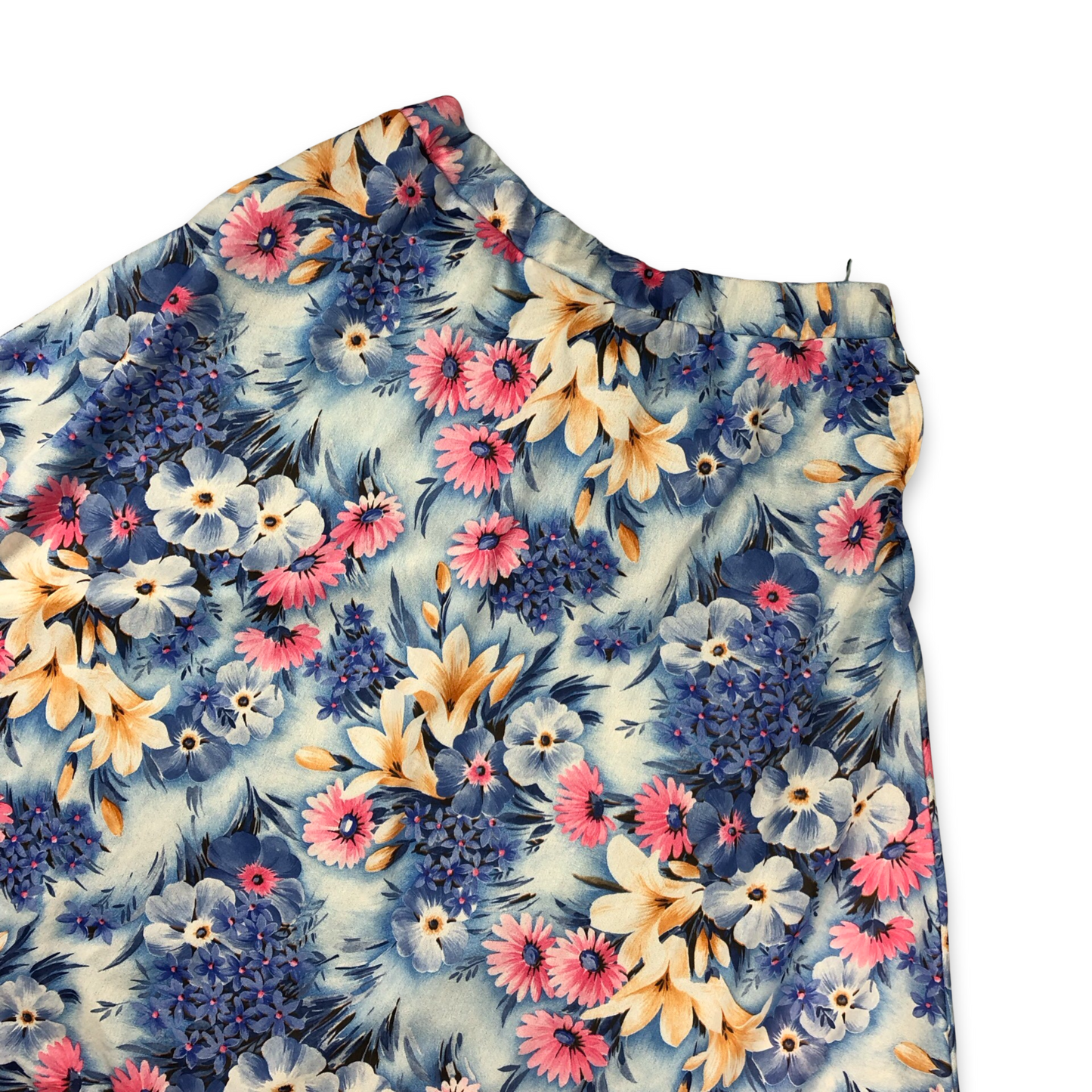 Vintage Blue Floral Midi Skirt 14
