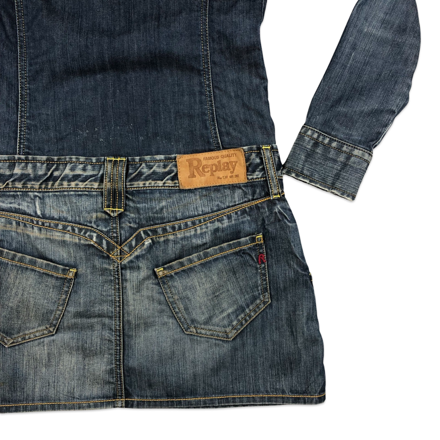 Vintage 90s Y2K Long Sleeved Blue Denim Minidress 10