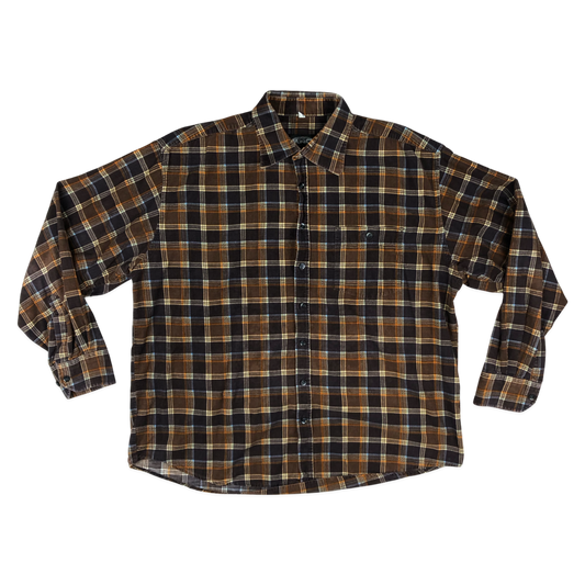 Vintage Brown Plaid Corduroy Shirt XXL