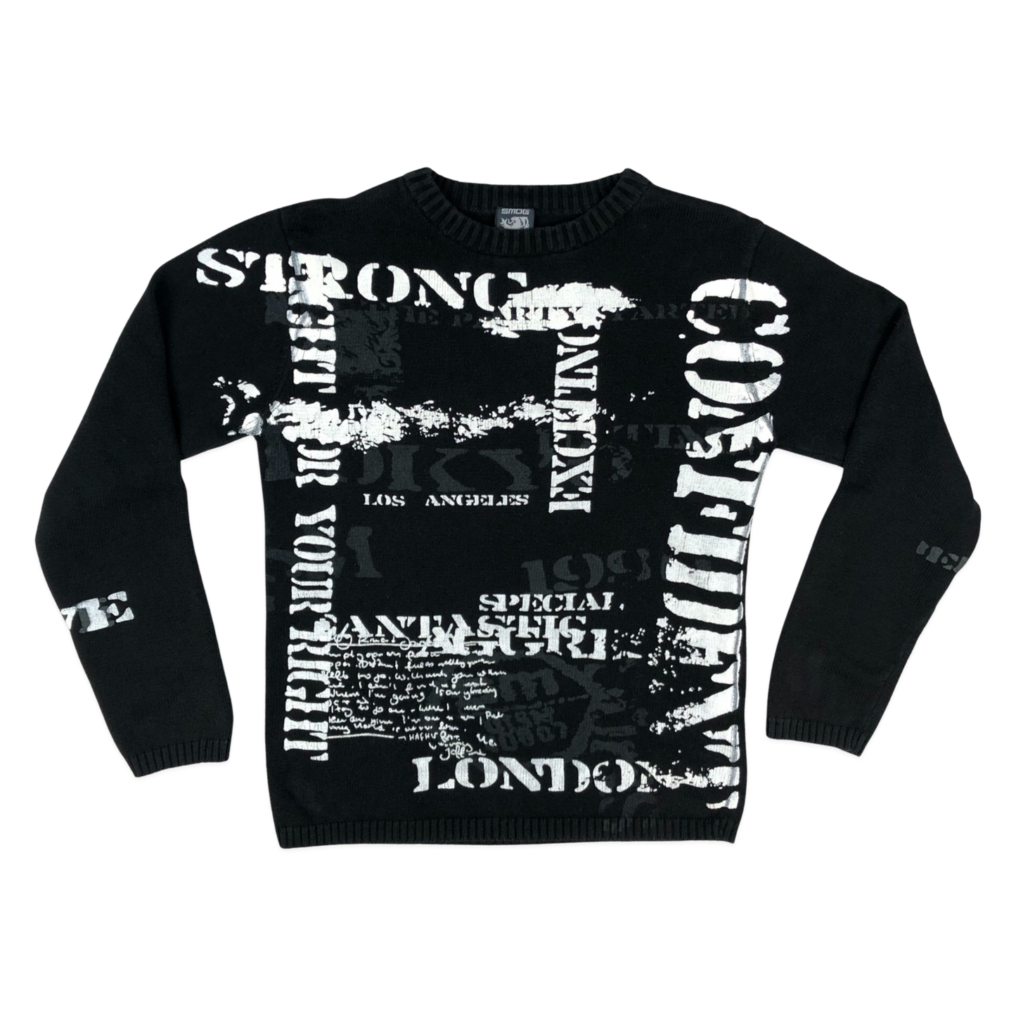 Vintage Y2K Black Ribbed Knit Jumper M