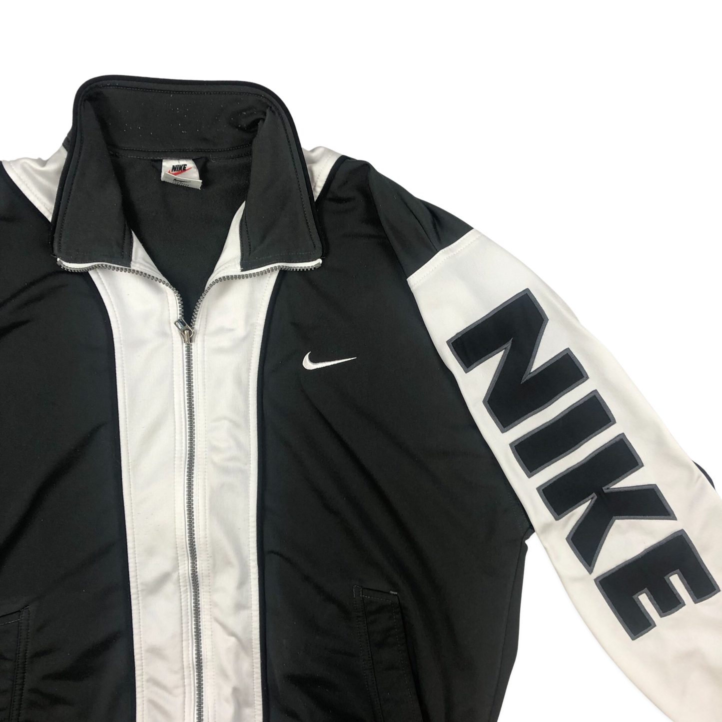 Vintage 90s Nike Grey and White Zip-up Track Jacket XXL