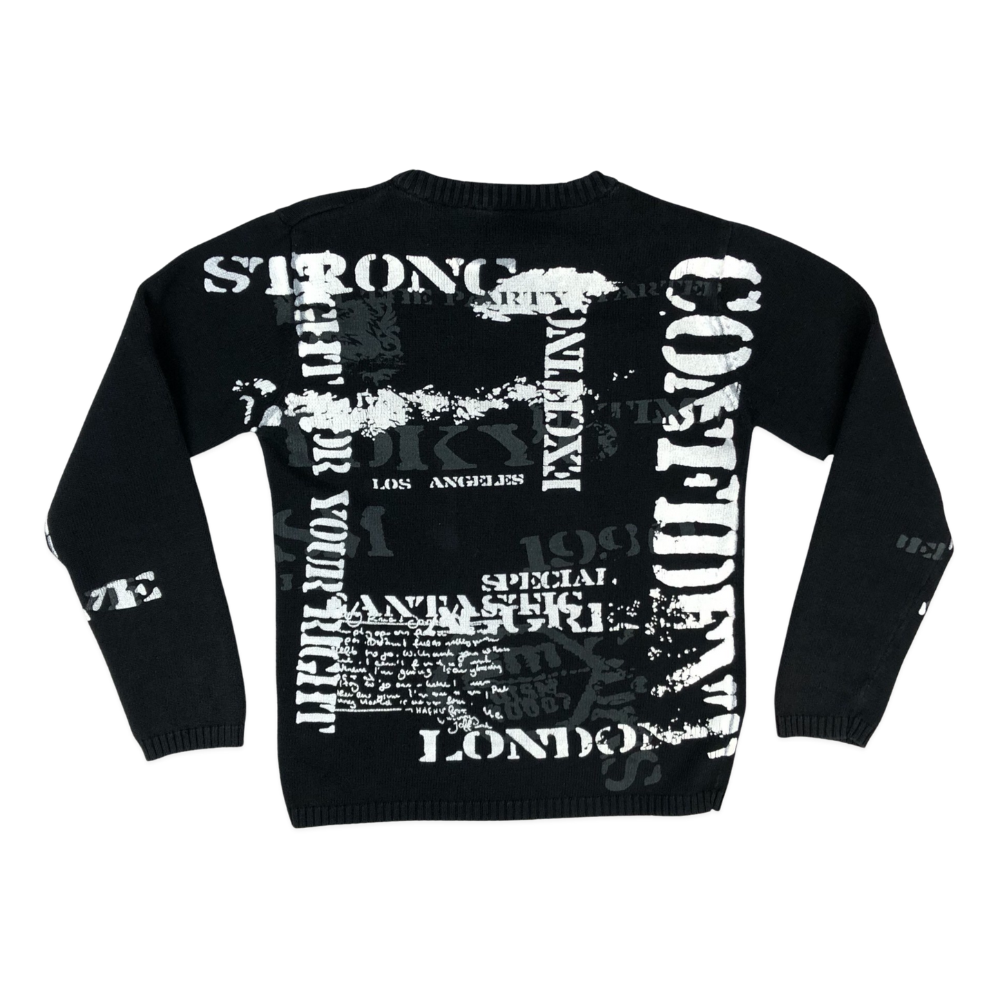 Vintage Y2K Black Ribbed Knit Jumper M