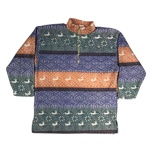Vintage Abstract Pattern 1/4-zip Fleece XL XXL
