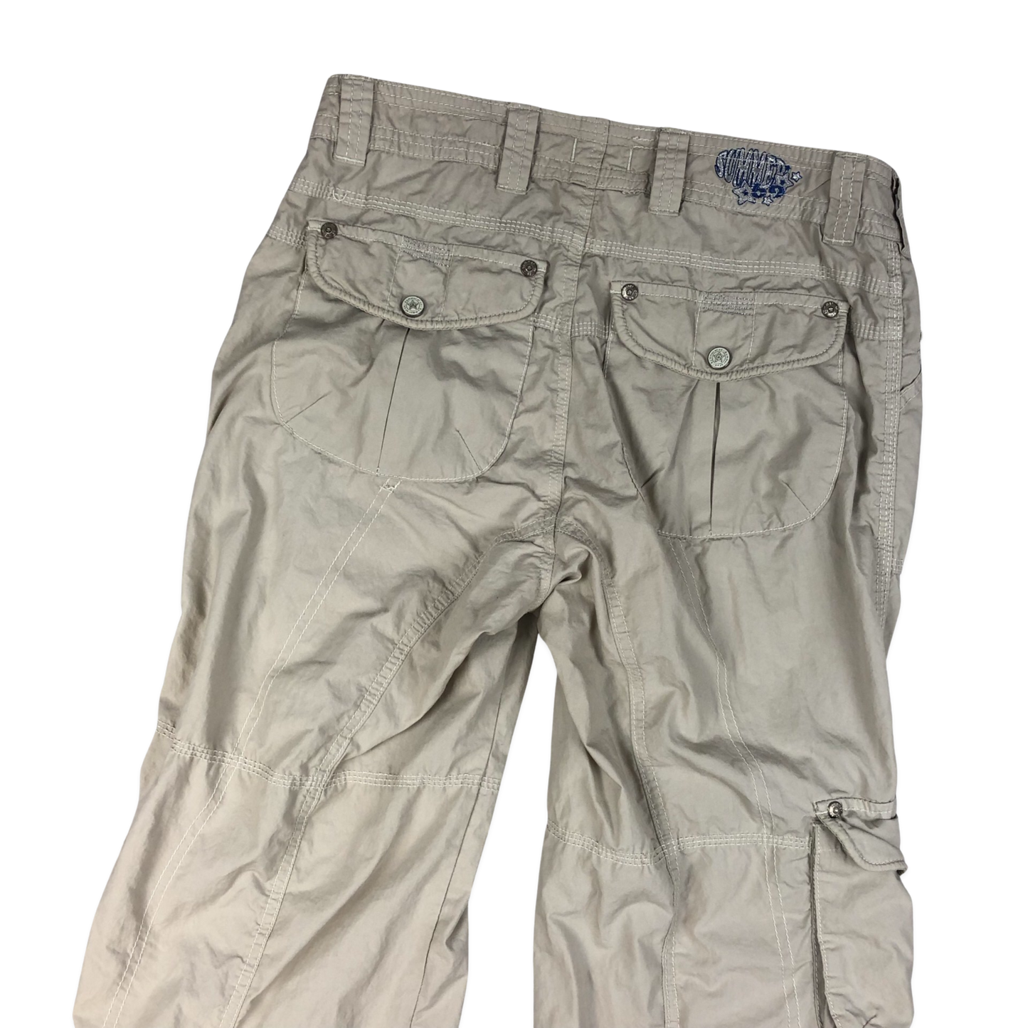 Vintage Y2K Beige Flared Cargo Trousers 12