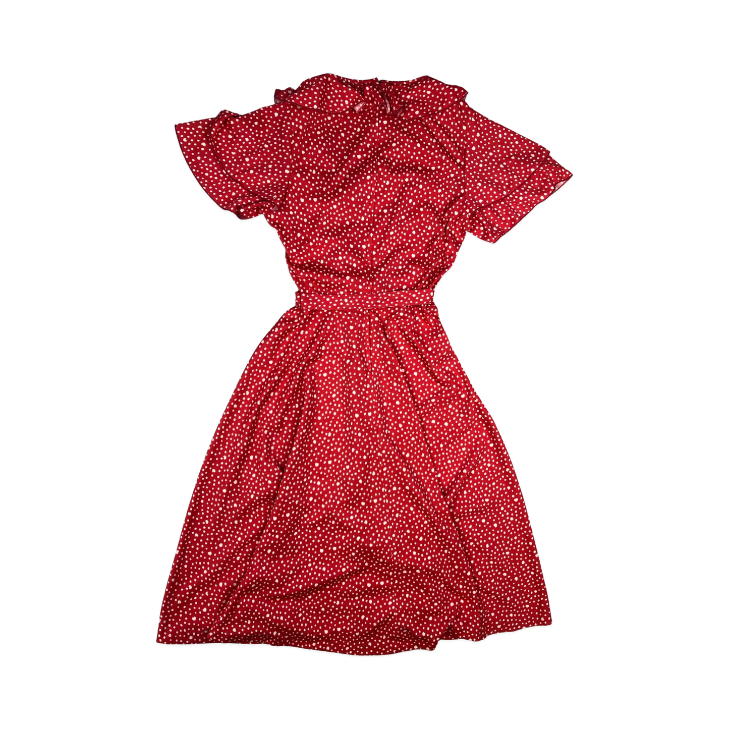 Vintage Red and White Polka Dot A-line Dress 12