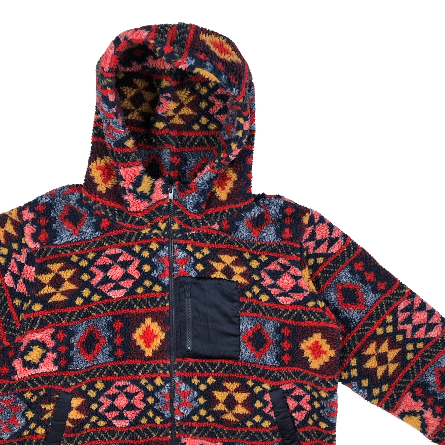 Vintage Abstract Pattern Hooded Fleece XL