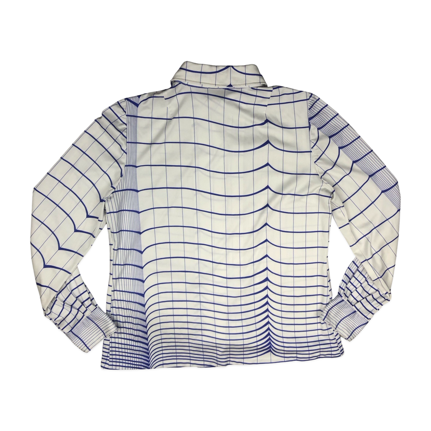 Vintage 70s White Checked Viscose Blouse 14