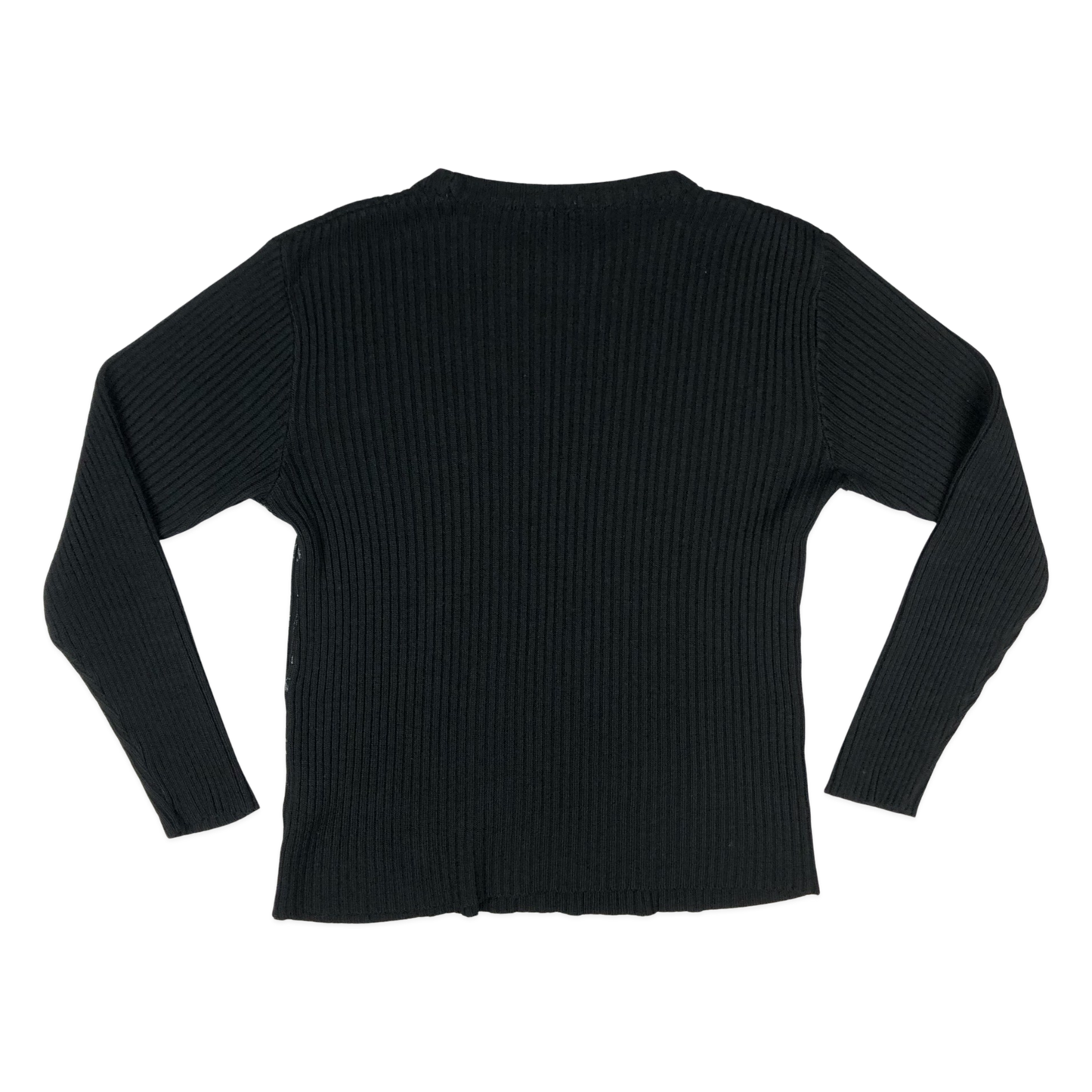 Vintage Y2K Black Graphic Print Ribbed Knit Jumper S