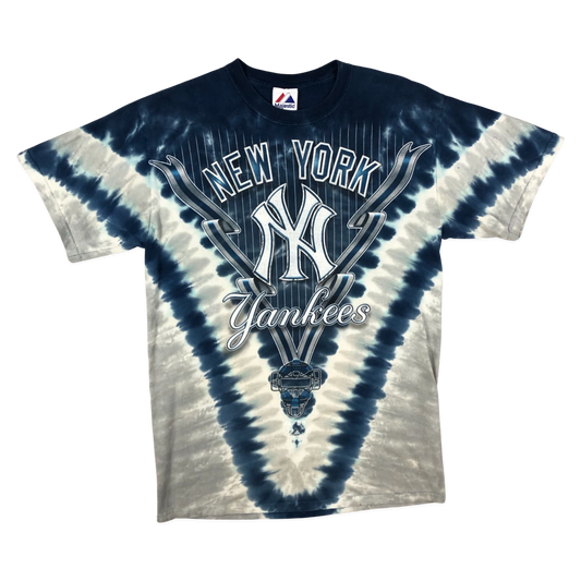 Vintage Blue and White Tie Dye New York Yankees Tee M