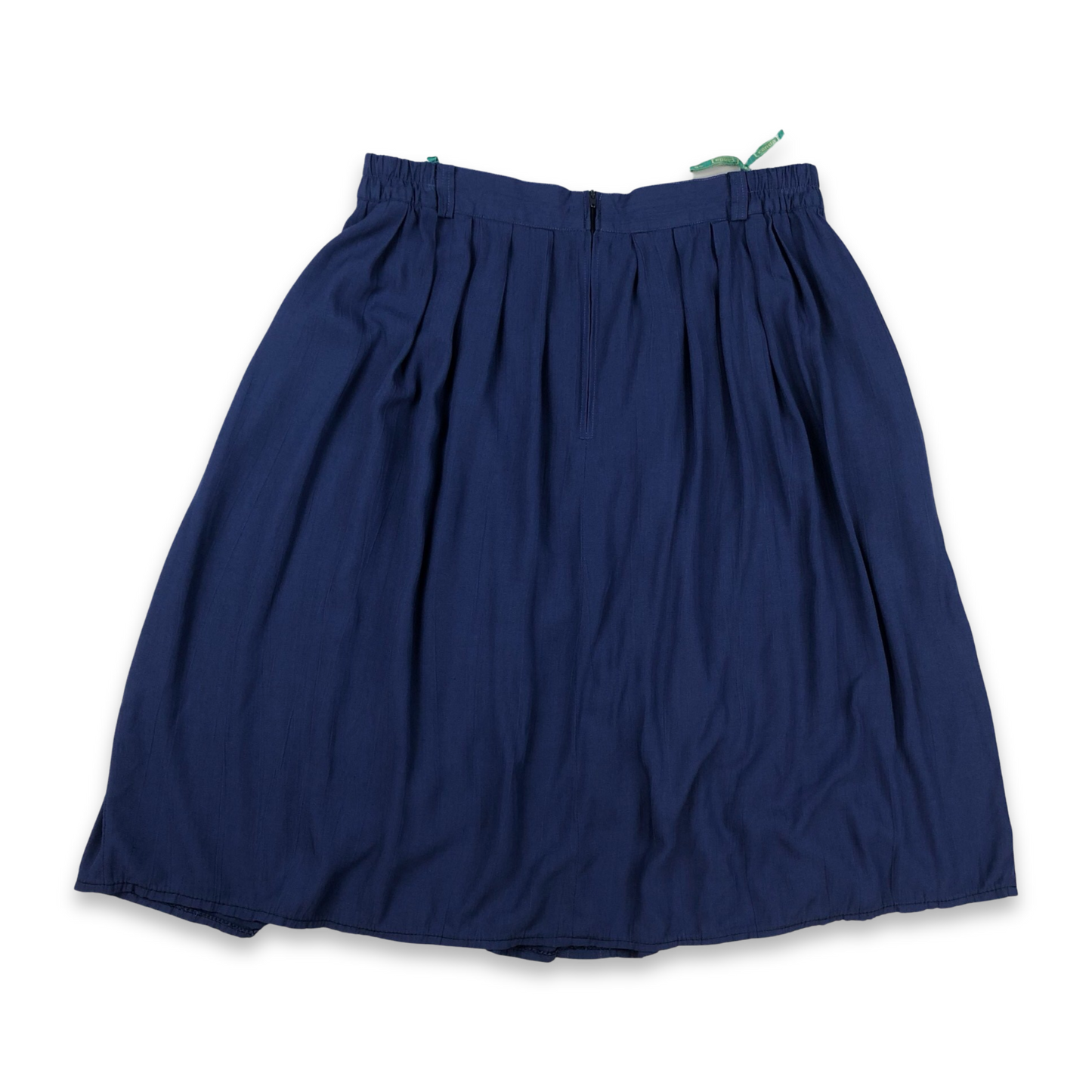 Vintage Canda Blue Viscose Button-up Pleated Midi Skirt 14