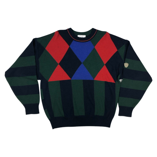 Vintage 80s Carlo Colucci Multicolour Patterned Knit Jumper XXL