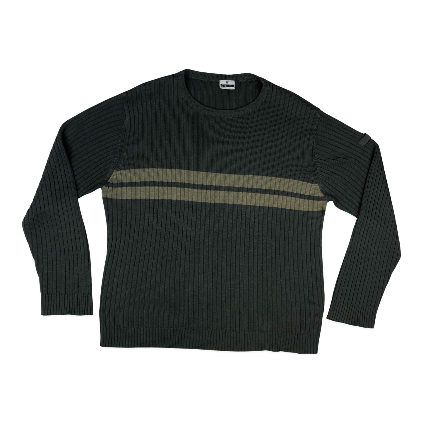 Vintage Y2K Grey Ribbed Knit Jumper XL
