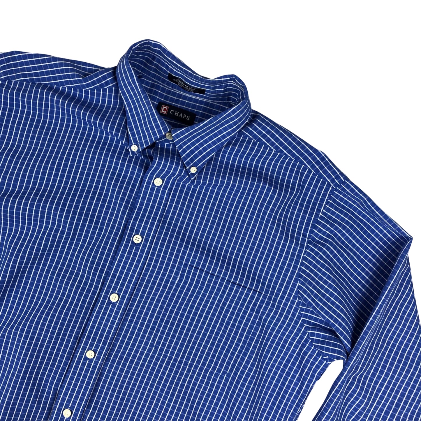 Vintage Chaps Ralph Lauren Blue and White Plaid Shirt XL