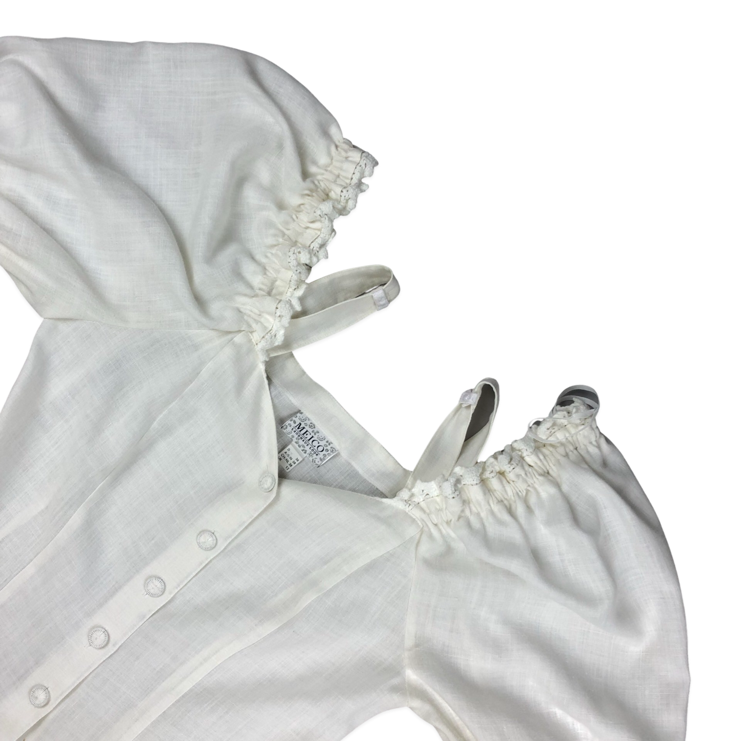 Vintage White Linen Milk Maid Blouse 10