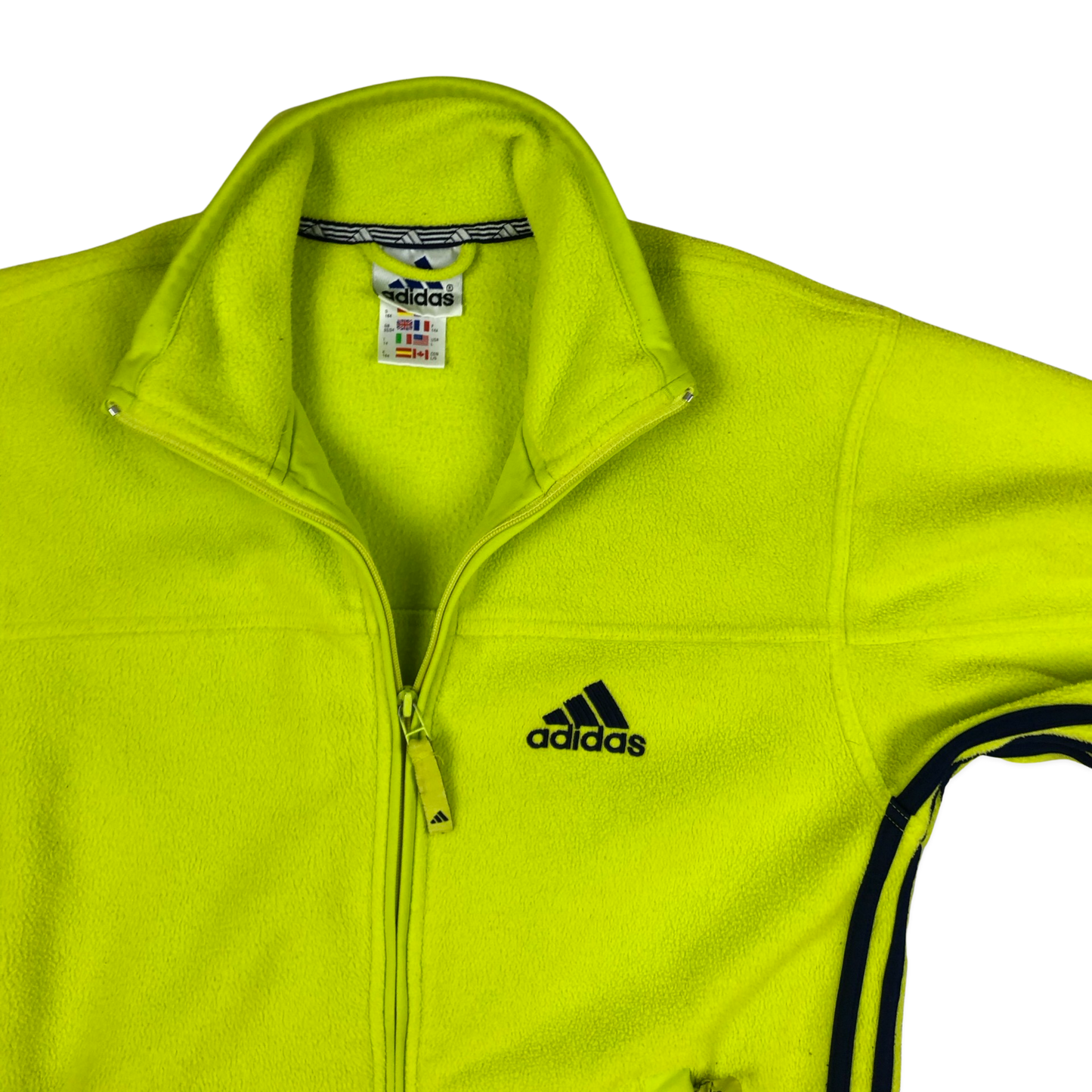 Vintage Y2K Adidas Yellow and Blue Zip-up Fleece L