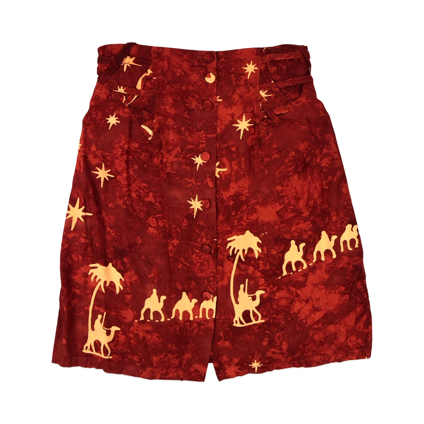 Vintage Red Tie Dye Button-up Skirt 10