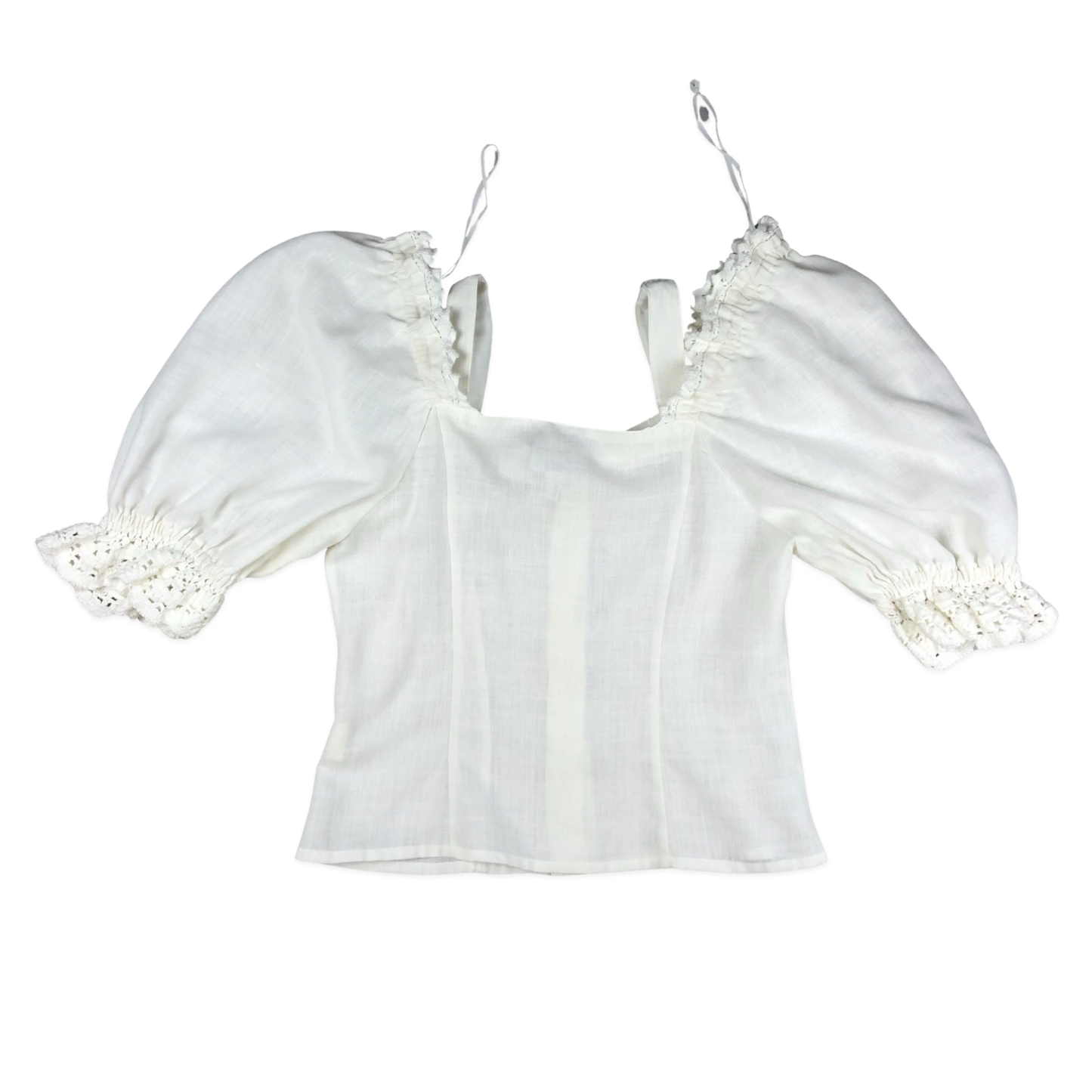 Vintage White Linen Milk Maid Blouse 10