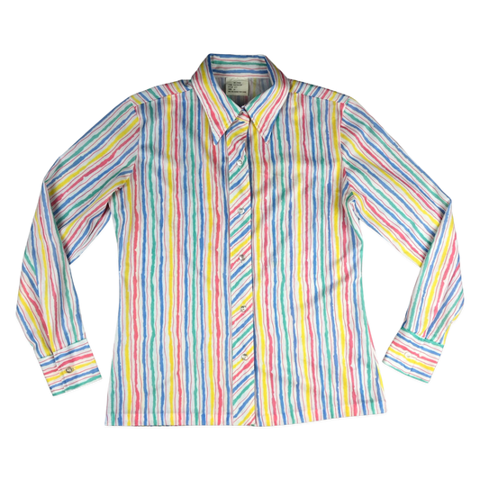 Vintage 70s Striped Multicolour Blouse 12