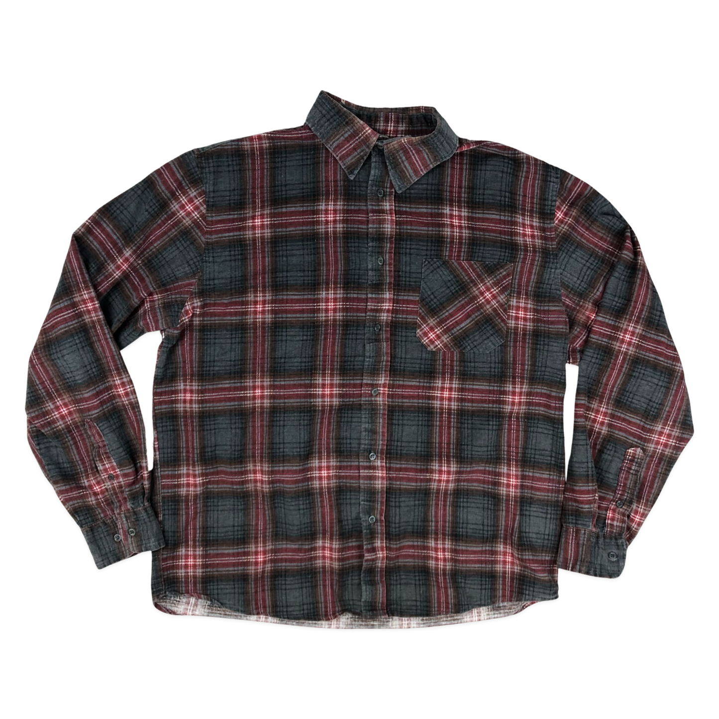 Vintage Red and Grey Plaid Flannel Shirt XL