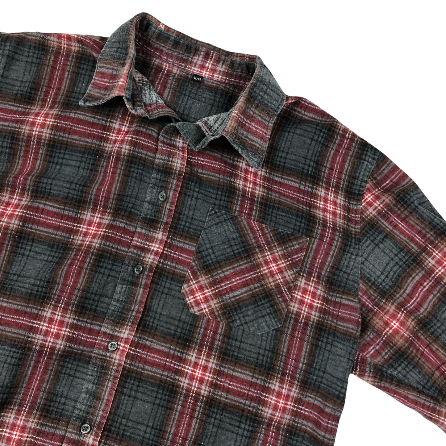 Vintage Red and Grey Plaid Flannel Shirt XL