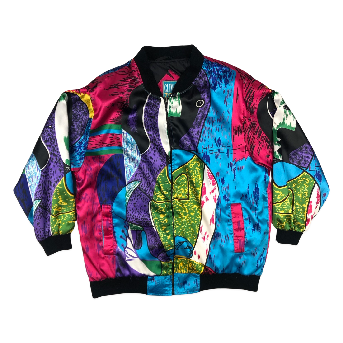 Vintage 80s 90s Crazy Pattern Bomber XL