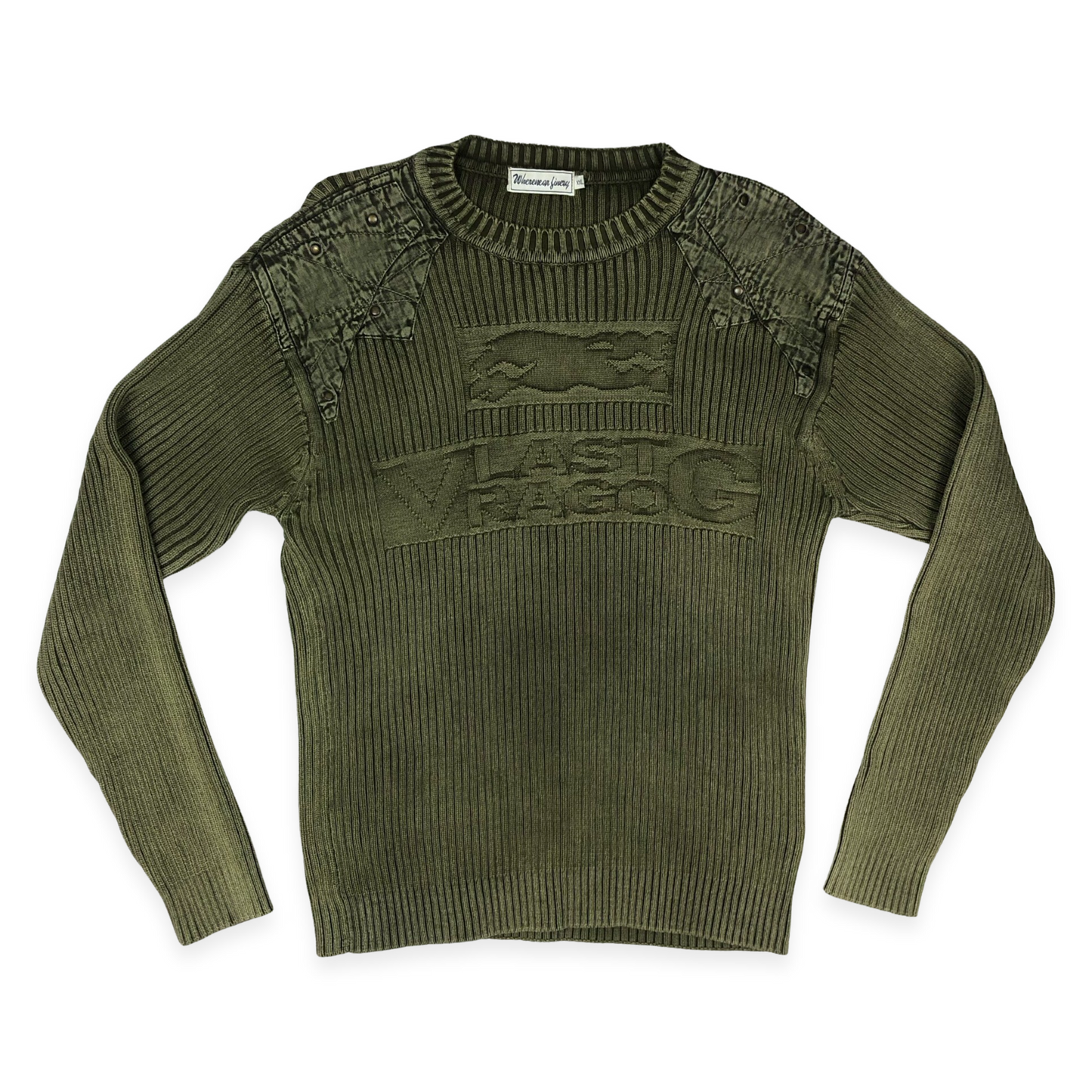 Vintage Y2K Green Ribbed Knit Jumper M