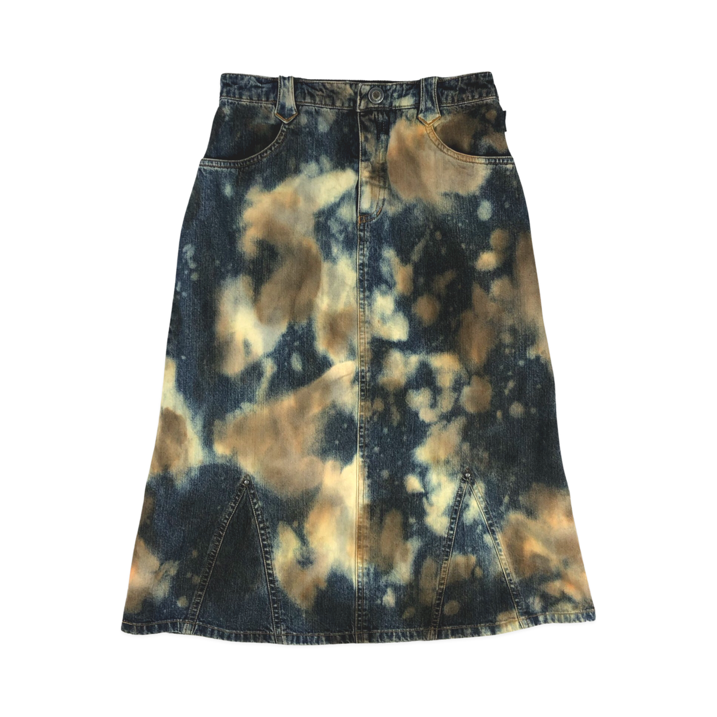 Vintage Y2K Distress Dyed Effect Denim Skirt 8