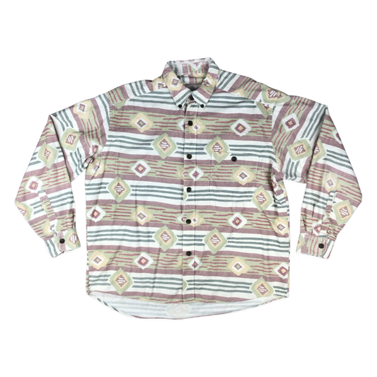 Vintage Aztec Style Pattern Corduroy Shirt XL XXL