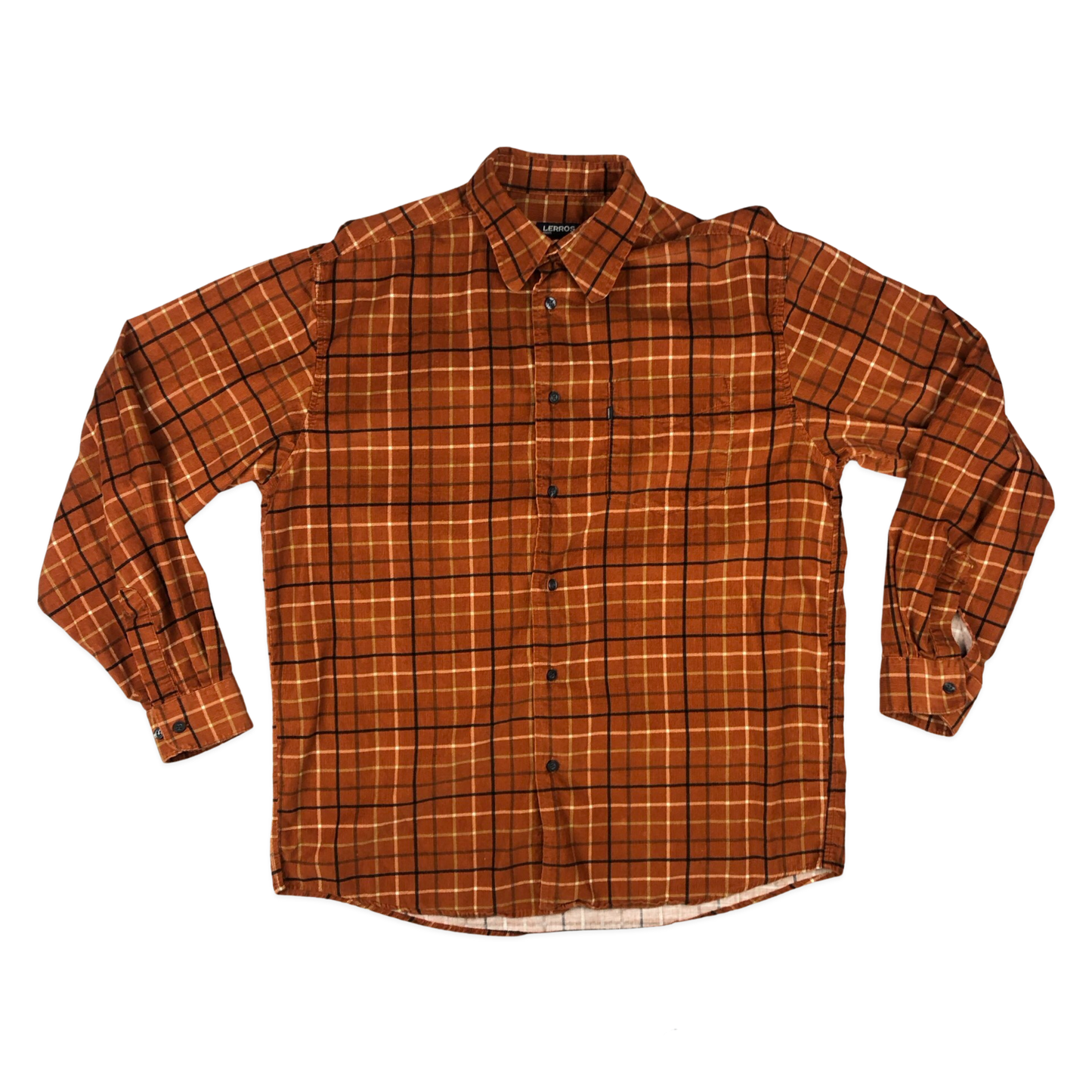 Vintage Orange Plaid Corduroy Shirt L