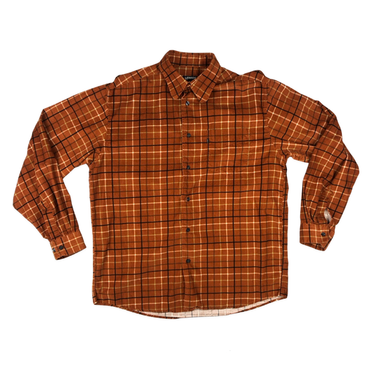 Vintage Orange Plaid Corduroy Shirt L