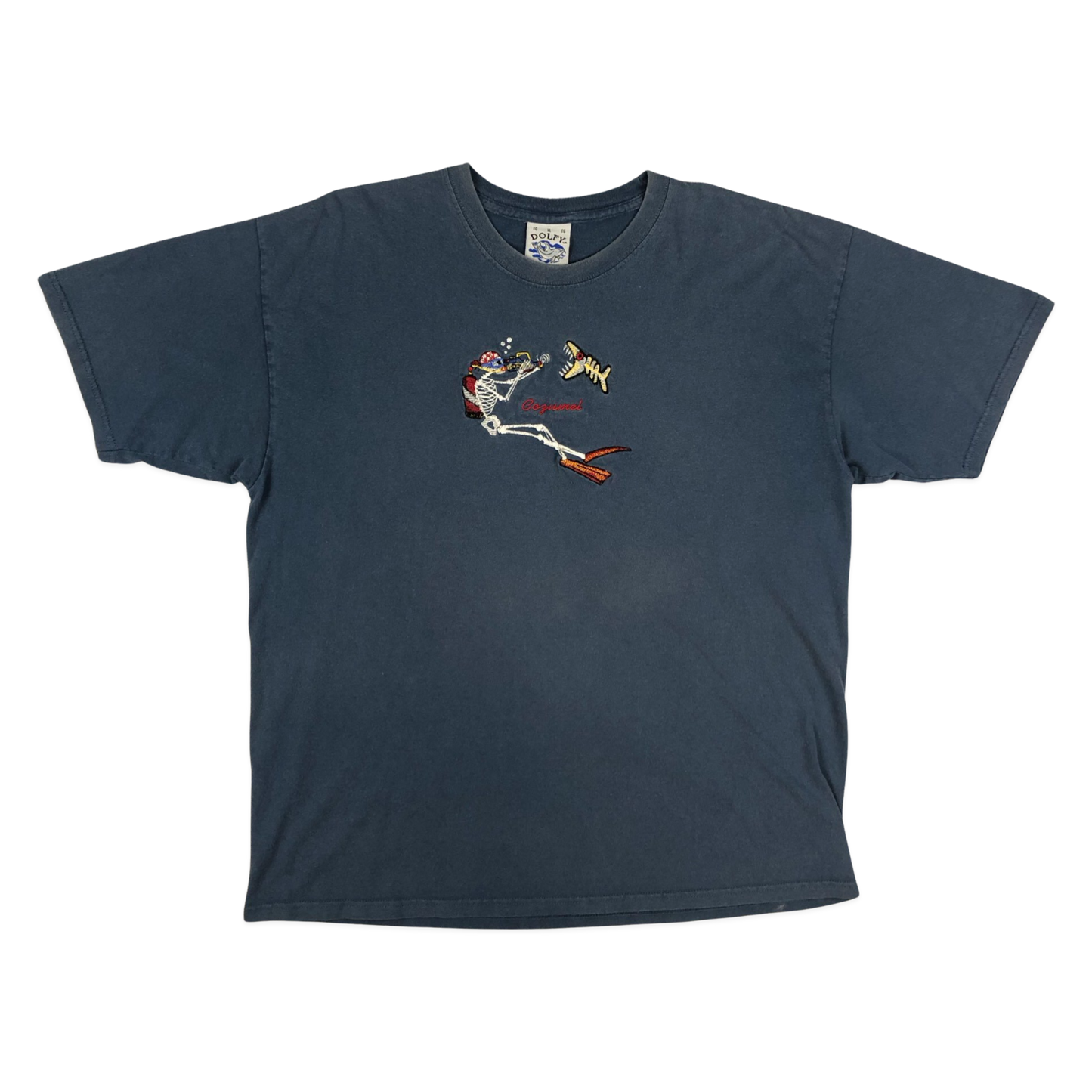 Vintage Navy Embroidered Cozumel Tourist Tee XL