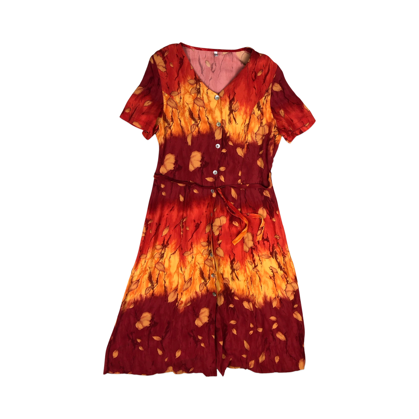 Vintage Autumnal Dye Print Dress 16