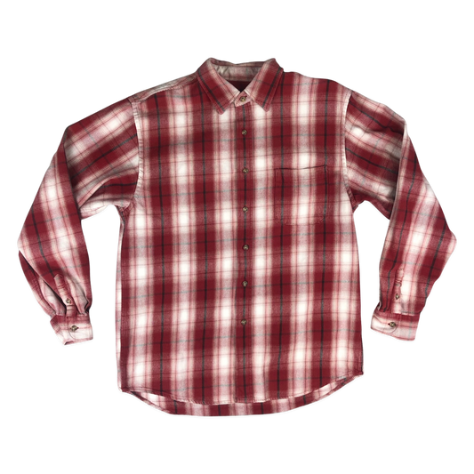 Vintage Red and White Heavy Plaid Flannel Shirt M