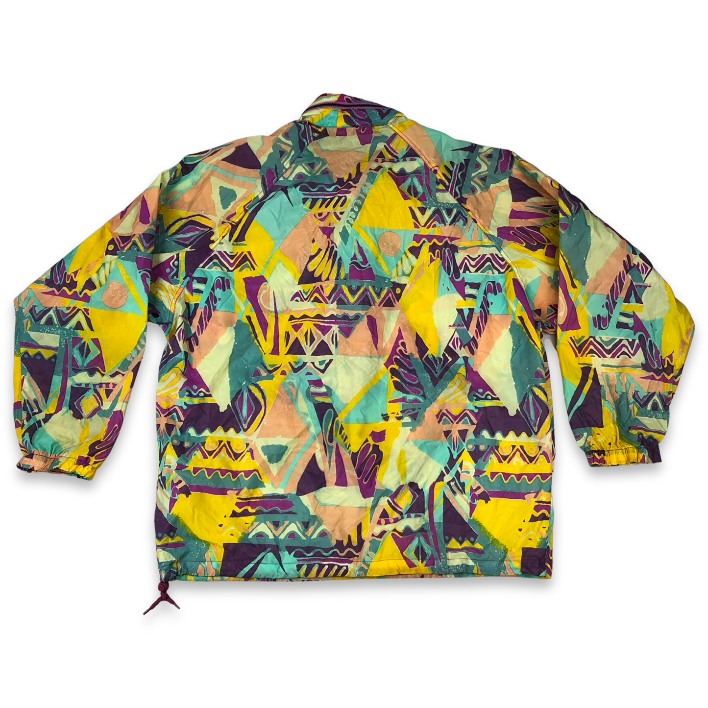 Vintage K-Way Abstract Crazy Pattern Multicolour Windbreaker Anorak Size 3XL