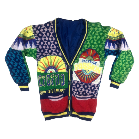 Vintage Multicolour Embroidered Novelty Cardigan 10 12 14 16